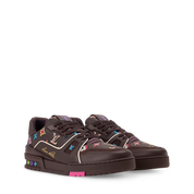 sneakers Louis Vuitton LV Trainer Monogram Donuts Brown en cuir premium avec motif Monogram embossé et semelle sculptée