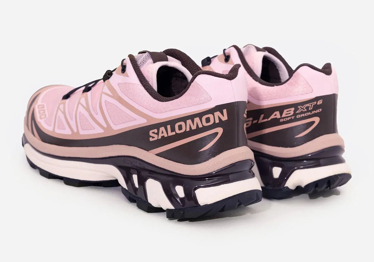 chaussure de trail Salomon xt-6 rose été, semelle légère et confortable, vue de l'arrière
