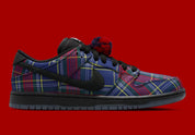 Nike SB Dunk Low Nardwuar avec motif tartan multicolore, cuir premium et semelle skate noire vue de profil
