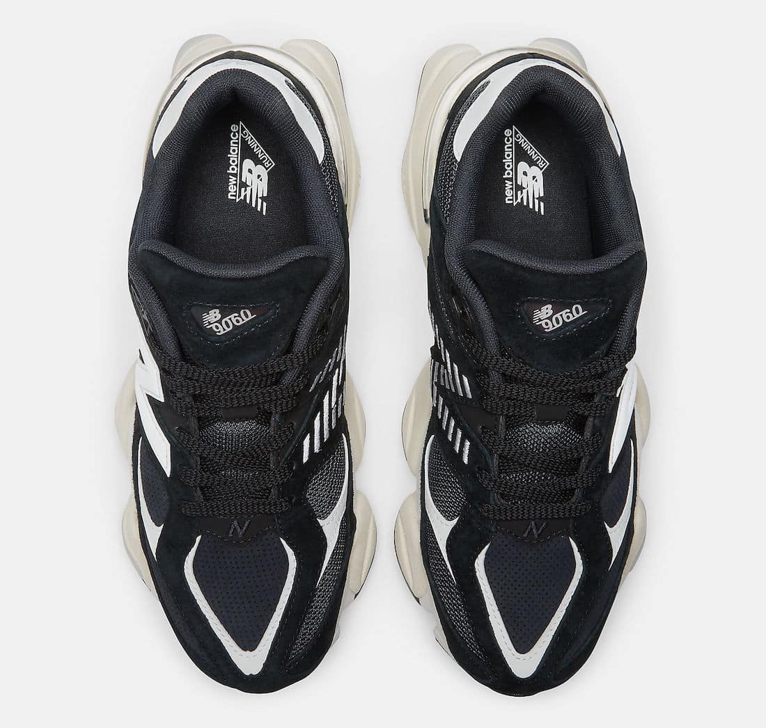 New balance 9060 black white vu de dessus