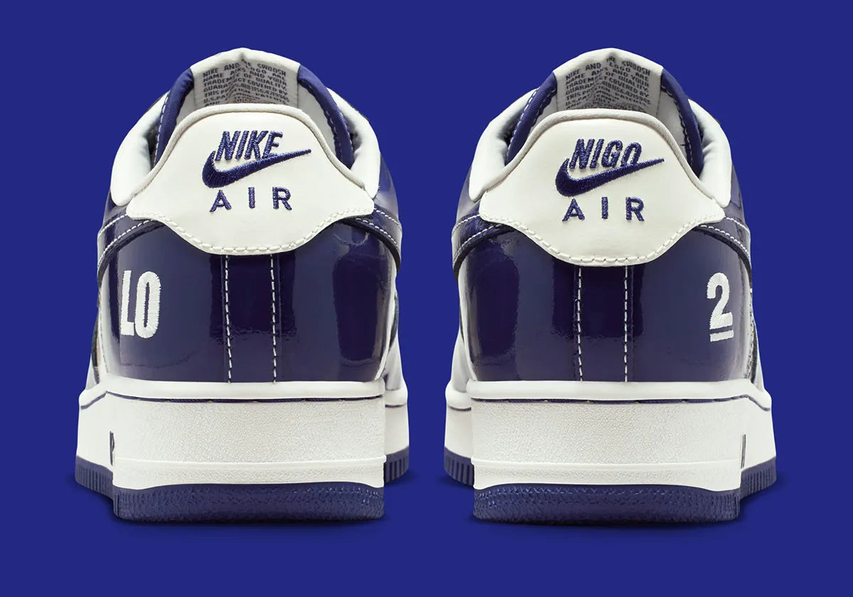 Nike Air Force 1 Low NIGO Last Orgy 2 en cuir premium avec détails exclusifs japonais et semelle Nike Air collector. vue de derrière