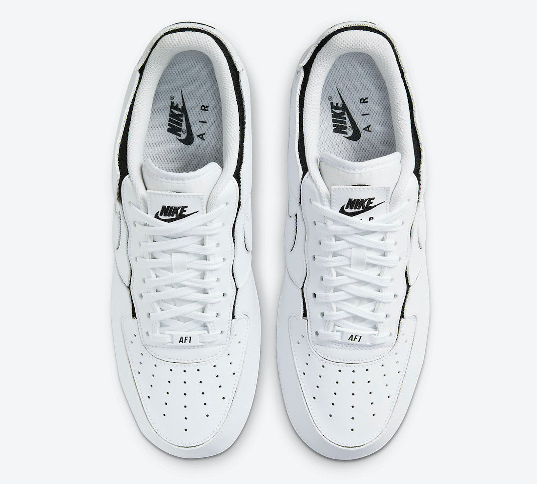 Nike Air Force 1/1 Cosmic Clay, sneaker blanche en cuir avec panneaux amovibles noirs et rouges Cosmic Clay et semelle Nike Air.