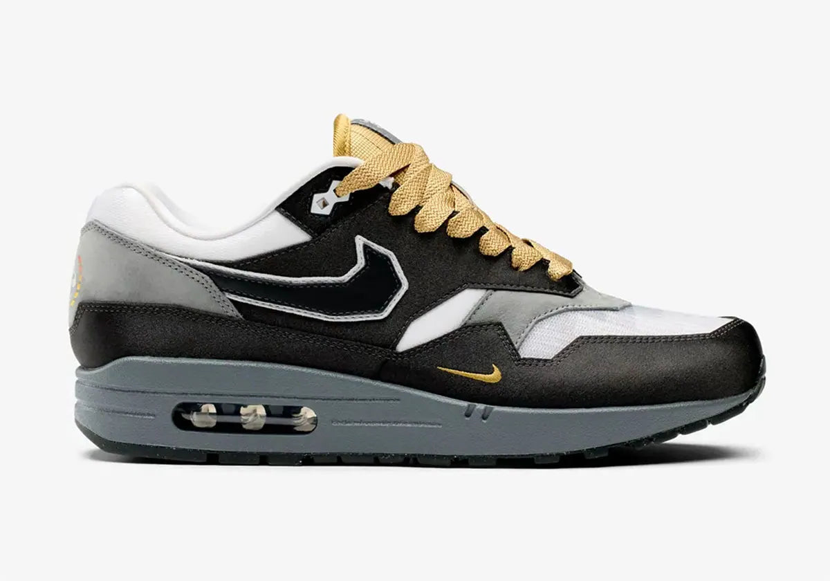 Nike Air Max 1 GoldenEye 007 – sneakers premium exclusives inspirées de l’univers gaming, vue de face