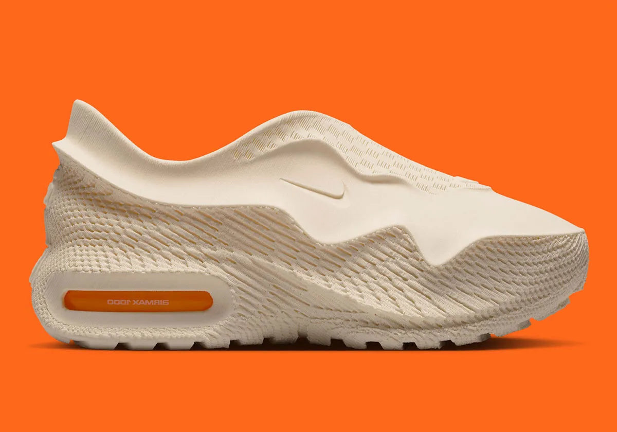air max 1000, chaussure imprimée en 3D, chaussure beige, confortable, vue de coté extérieur 