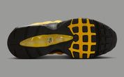 Sneakers Nike Air Max 95 OG Big Bubble Varsity Maize Black en mesh respirant et cuir premium avec amorti Air Max visible haut de gamme.Vue de la semelle 