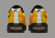 Sneakers Nike Air Max 95 OG Big Bubble Varsity Maize Black en mesh respirant et cuir premium avec amorti Air Max visible haut de gamme.Vue arrière 