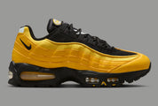 Sneakers Nike Air Max 95 OG Big Bubble Varsity Maize Black en mesh respirant et cuir premium avec amorti Air Max visible haut de gamme.Vue de coté 