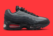 Sneakers Nike Air Max 95 OG Big Bubble noires avec accents Crimson et gris en mesh et matières premium avec amorti Air Max visible. Vue intérieur 