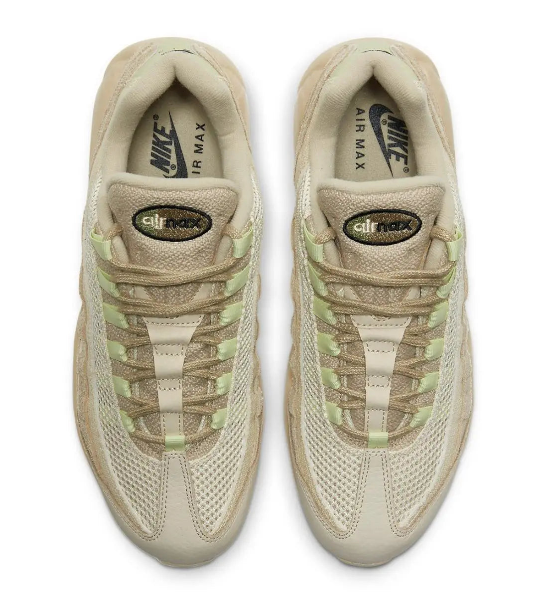 Nike Air Max 95 PRM Grain DH4102-200, sneaker beige Grain et Coconut Milk en mesh, suède et cuir avec unités Nike Air visibles.