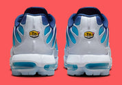 Chaussure de ville air max plus tn golf bleu été, bleu, blanc, swooch avec contour en rouge, chaussure légère, vue de l'arrière