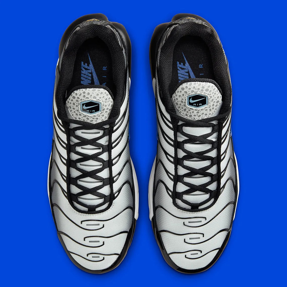 Nike Air Max Plus Kiss My Airs Metallic Silver, sneaker Nike TN argentée avec cage ondulée, détails Kiss My Airs et unités Tuned Air visibles.