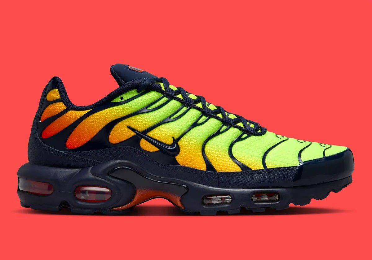 chaussure nike tn, nike air max plus coloré, semelle confortable, vue de coté extérieur 