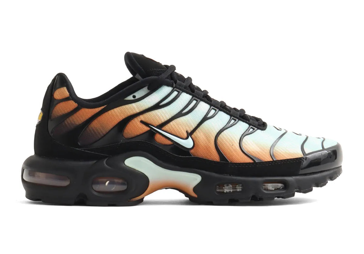Sneaker Nike Air Max Plus OG Premium Desert Monarch avec dégradé orange et brun désertique, renforts TPU ondulés et amorti Tuned Air emblématique.