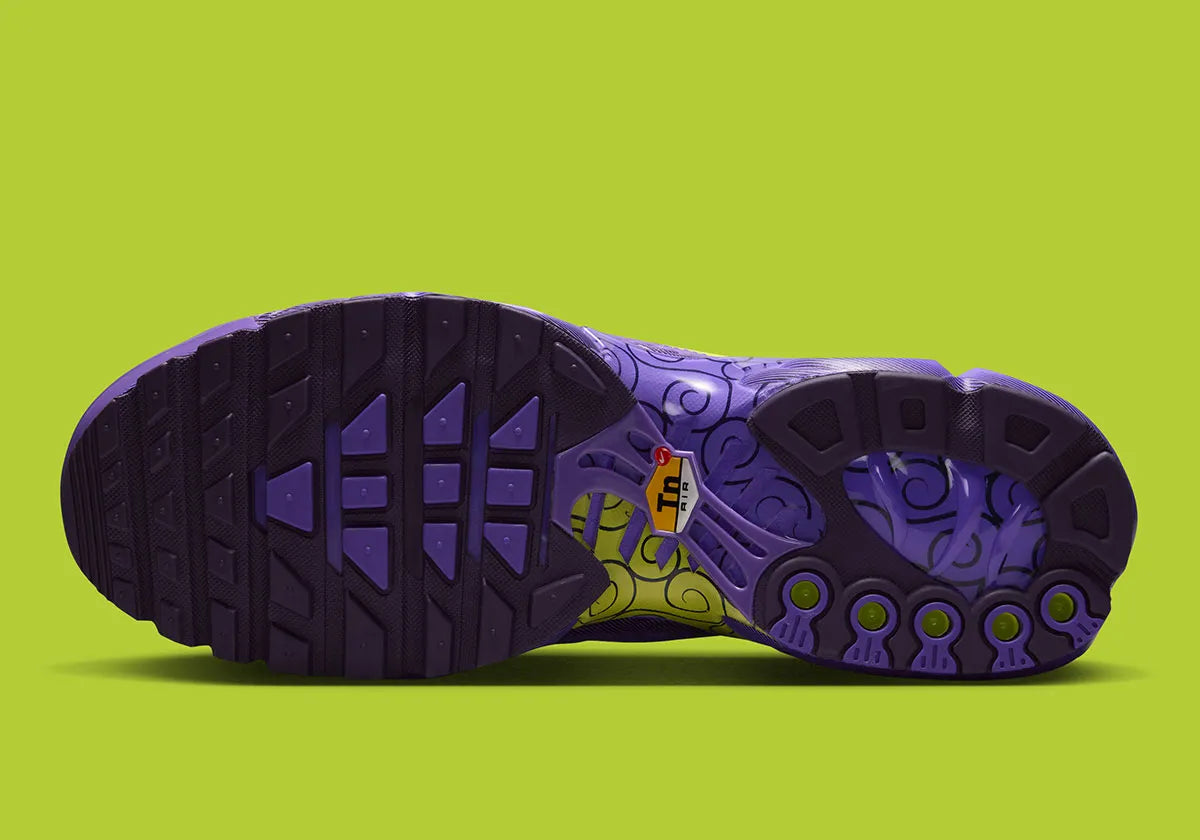 Nike Air Max Plus One Piece Gomu Gomu (WITH PROMO CARD) IR0968-500 violette et verte avec design Gomu Gomu no Mi et carte promotionnelle DON!!.
