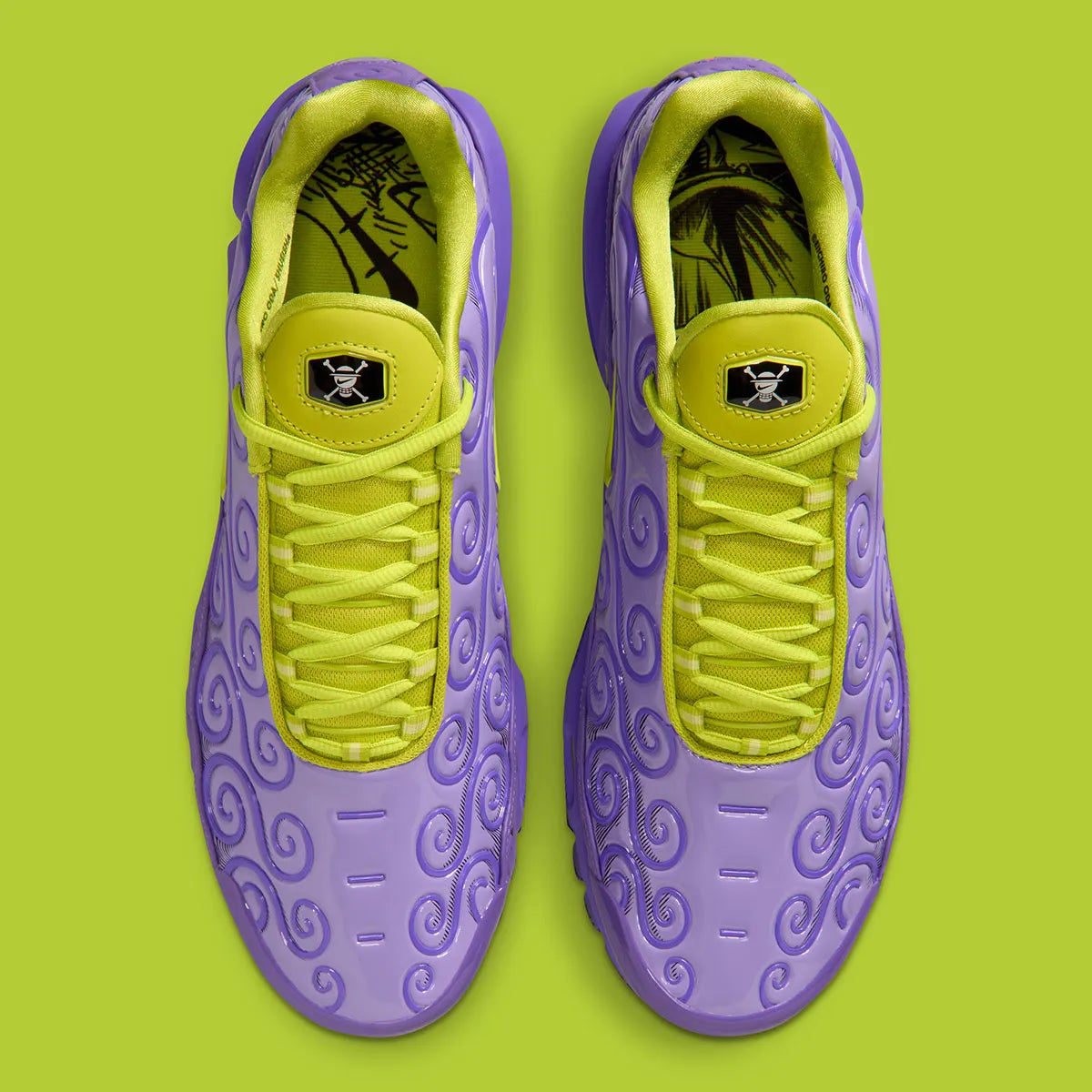 Nike Air Max Plus One Piece Gomu Gomu (WITH PROMO CARD) IR0968-500 violette et verte avec design Gomu Gomu no Mi et carte promotionnelle DON!!.