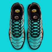 nike air max plus coloré été, nike, tn, chaussure confortable, semelle avec bulle d'air, vu de haut, vue de la languettes, logo tn et logo nike air