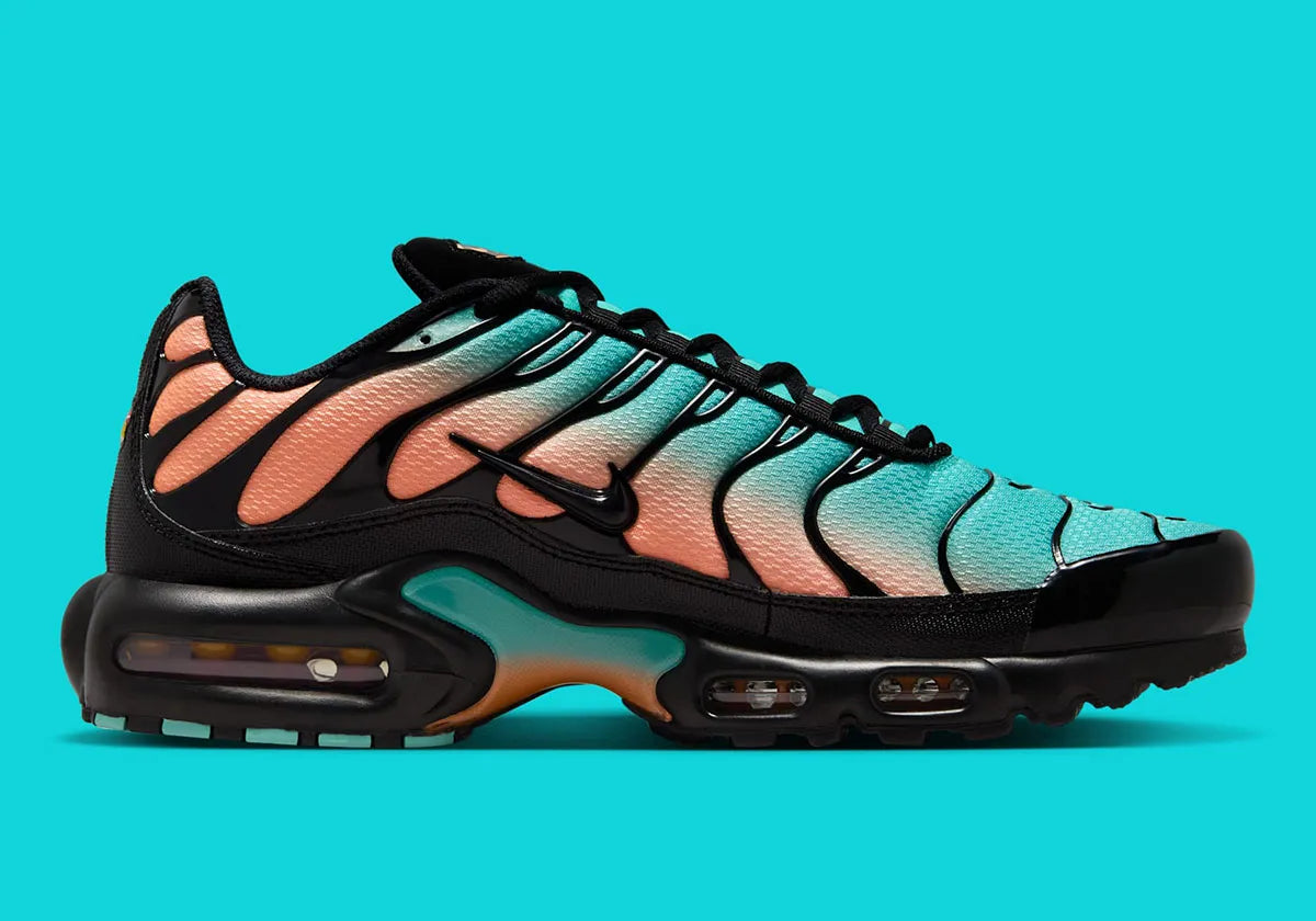 nike air max plus coloré été, nike, tn, chaussure confortable, semelle avec bulle d'air, vu de coté intérieur 