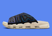 Nike Air More Uptempo Slide Black Sanddrift Iridescent