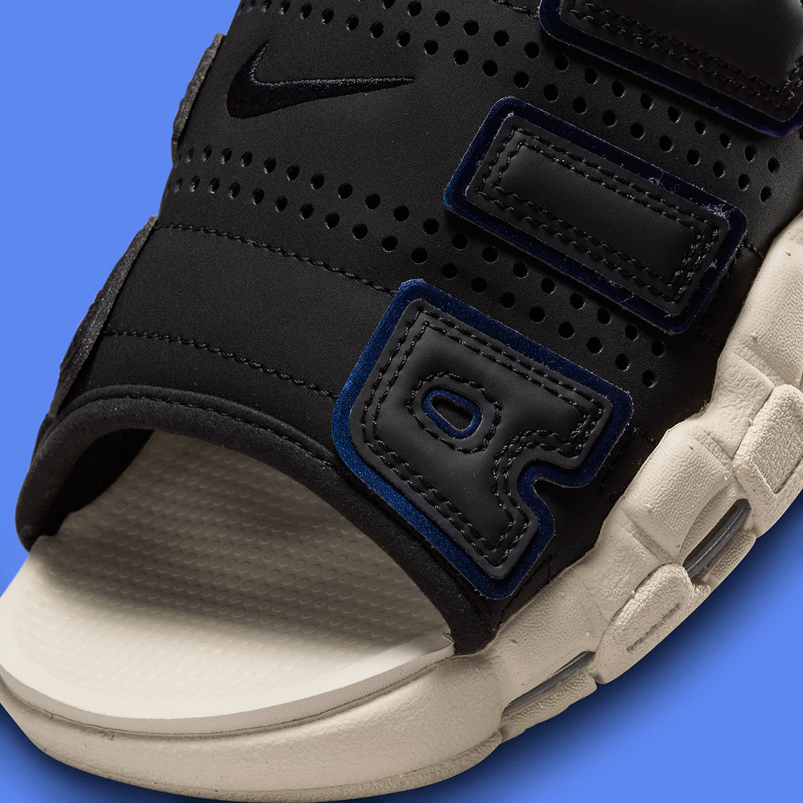 Nike Air More Uptempo Slide Black Sanddrift Iridescent