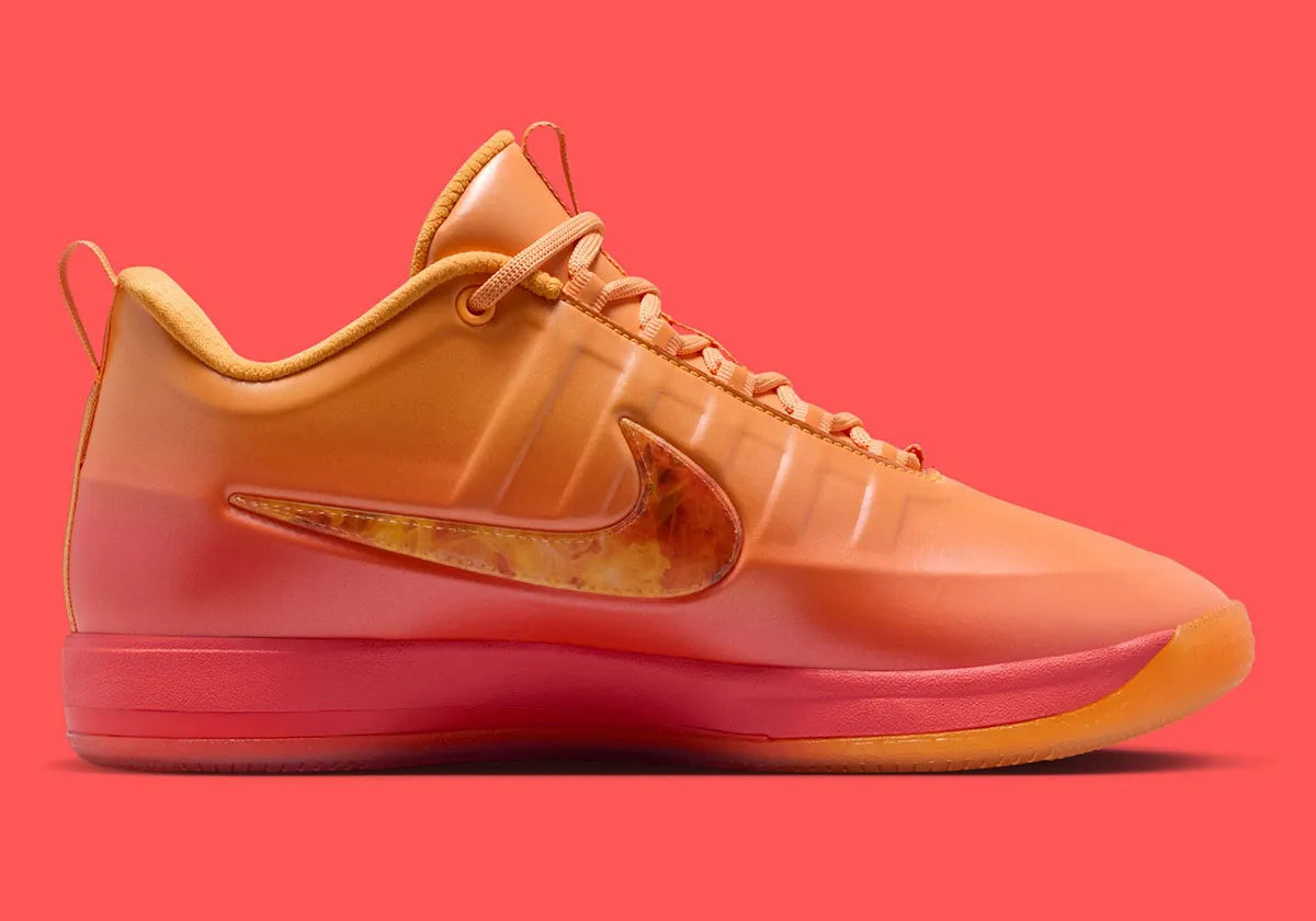 Sneakers Nike Book 2 en mesh respirant avec renforts synthétiques, coloris orange et violet Phoenix, amorti performance basketball.