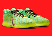 Nike Ja 3 Zombie en mesh vert et noir avec détails graphiques et amorti réactif pour performance basketball. Vue de 3/4 face