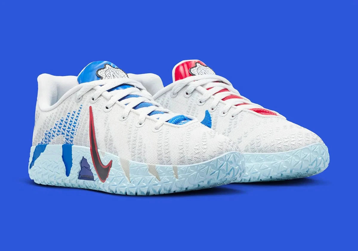 Sneakers Nike Ja 3 Outer Space en mesh technique avec semelle réactive, traction multidirectionnelle et design basketball inspiré de l’univers spatial.Vue de coté