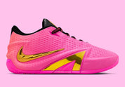 Nike Ja 4 Rise, chaussure de basketball signature Ja Morant avec amorti Cushlon 3.0, système JA-Frame et coloris dégradé Rise aux détails dorés.