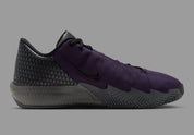 Nike Ja Twelve Time Nightmare violette et noire avec tige moulée, semelle basketball et détails Iron Grey inspirés de Ja Morant.