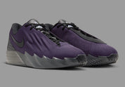 Nike Ja Twelve Time Nightmare violette et noire avec tige moulée, semelle basketball et détails Iron Grey inspirés de Ja Morant.