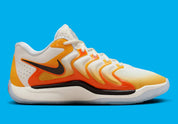 Nike KD 17 Sunrise avec tige en mesh technique aux tons inspirés du lever du soleil, cage en TPU, amorti Zoom Air, Air Strobel et semelle extérieure à traction multidirectionnelle.