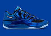 Sneaker de basketball Nike KD 18 International Blue en mesh technique avec amorti Zoom Air et semelle à traction multidirectionnelle.