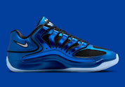 Sneaker de basketball Nike KD 18 International Blue en mesh technique avec amorti Zoom Air et semelle à traction multidirectionnelle.