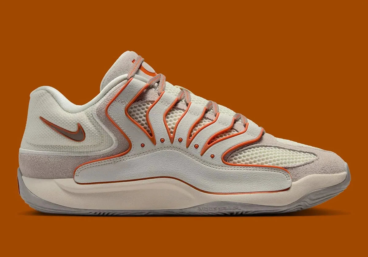 Sneaker de basketball Nike KD 18 Rise en mesh technique multicouche avec amorti Zoom Air et semelle à traction multidirectionnelle.