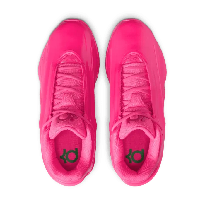 Nike KD 19 Bubble Gum Bounce avec tige en mesh technique respirant, renforts synthétiques, amorti réactif et semelle extérieure à traction multidirectionnelle vue du dessus. 