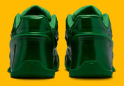  Nike KD 19 Candy Paint Green en Gorge Green et Stadium Green avec tige moulée brillante, détails University Gold et semelle basketball.