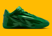 Nike KD 19 Candy Paint Green en Gorge Green et Stadium Green avec tige moulée brillante, détails University Gold et semelle basketball.
