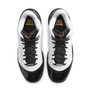 Nike Kobe 3 Low Protro blanche noire et dorée en mesh technique avec amorti Zoom Air et détails Metallic Gold premium. vue de dessus