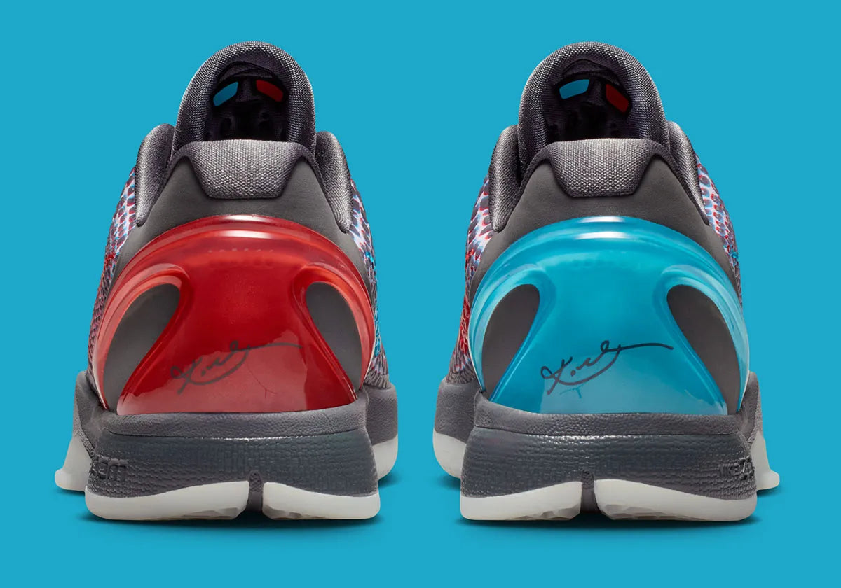 Nike Kobe 6 Protro ASG Hollywood 3D édition 2026 avec textures sculpturales, coloris audacieux et amorti Zoom Air optimisé. vue de derrière