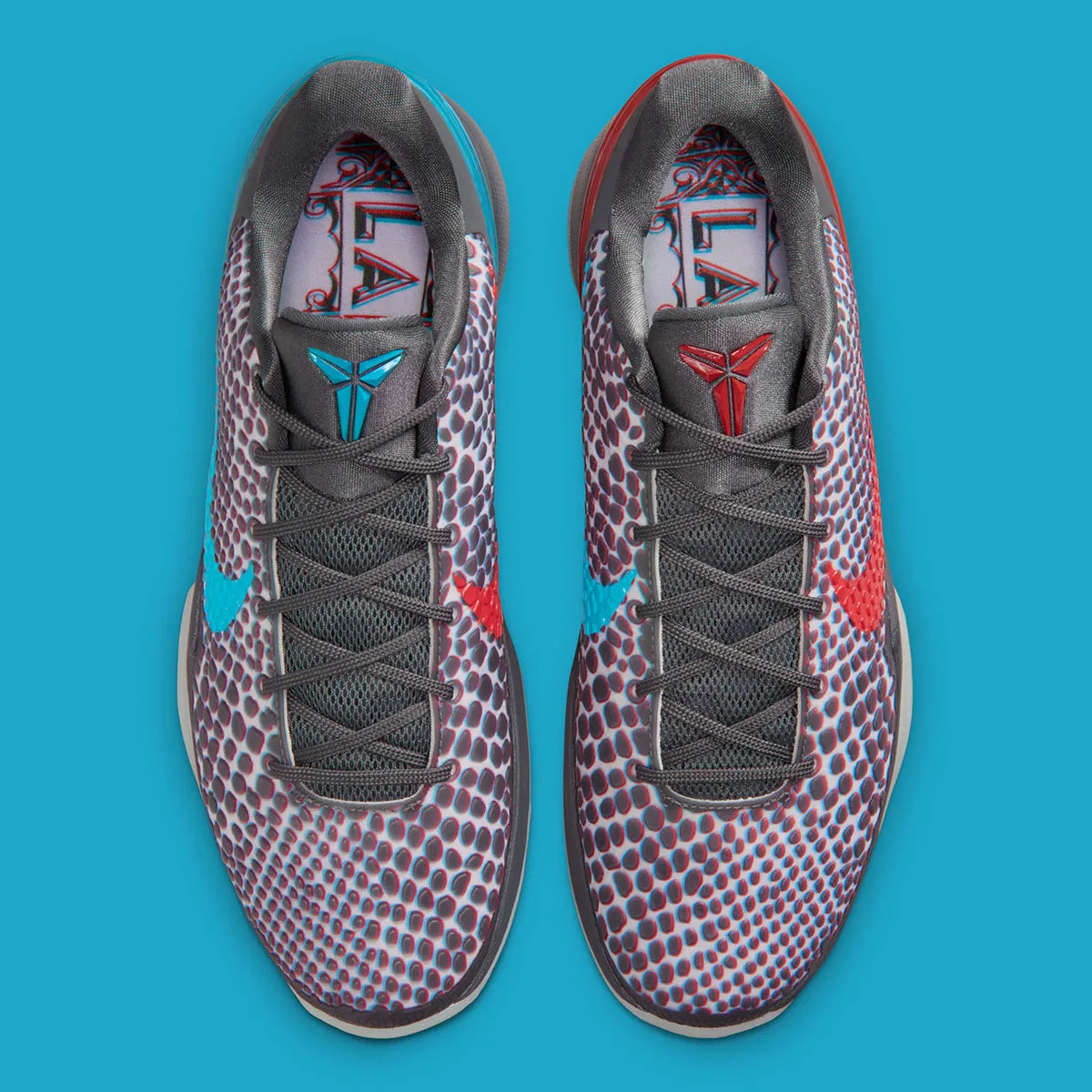 Nike Kobe 6 Protro ASG Hollywood 3D édition 2026 avec textures sculpturales, coloris audacieux et amorti Zoom Air optimisé. vue de dessus