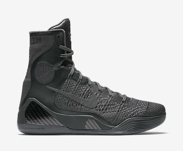 Nike Kobe 9 Elite Black Mamba Collection Fade to Black, chaussure de basketball montante en Flyknit issue du pack hommage à Kobe Bryant.