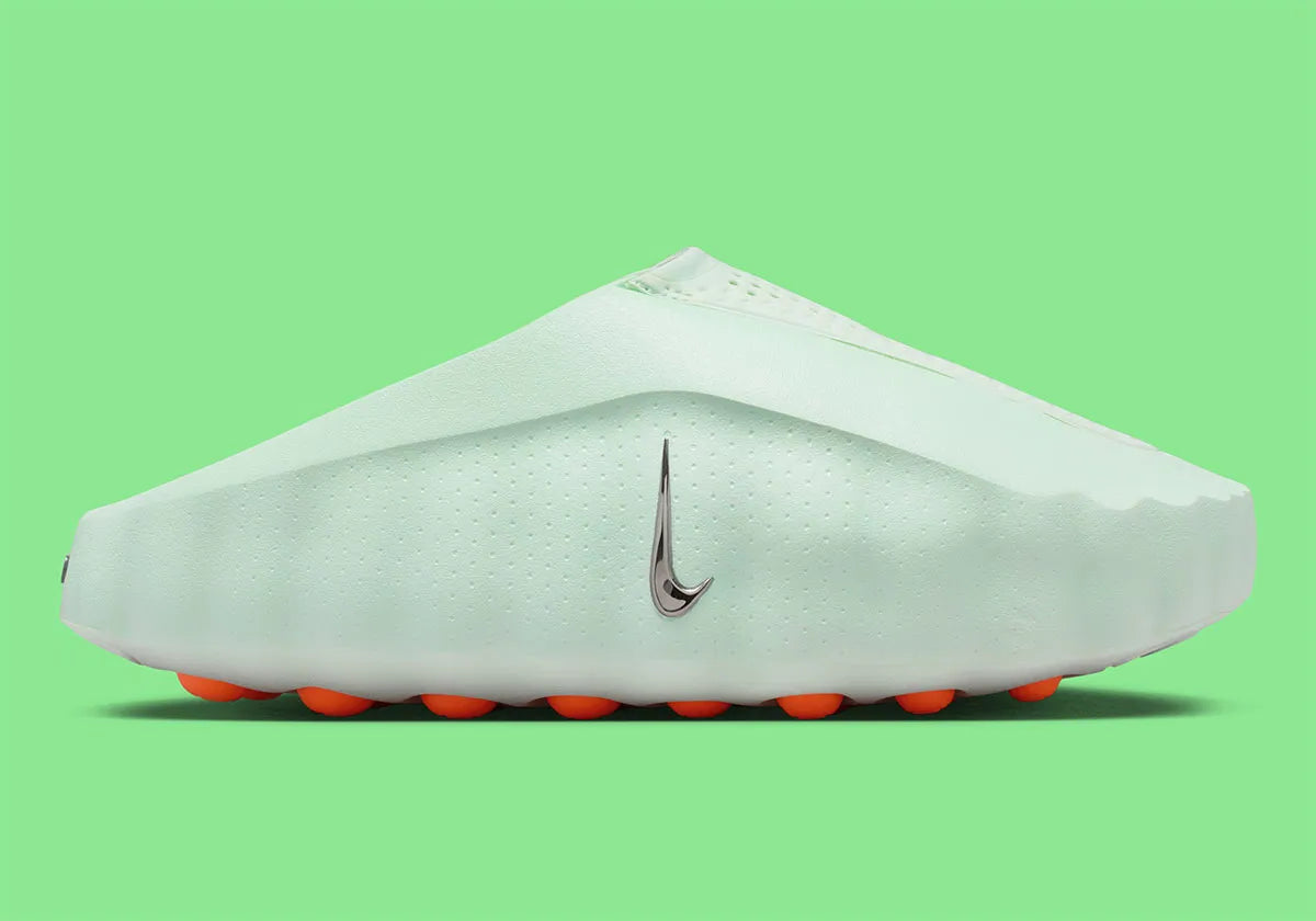 Nike Mind 001 Barely Green Hyper Crimson Black Chrome, sneaker Nike aux teintes vert pâle, orange, noir et chrome avec design moderne et finitions premium.