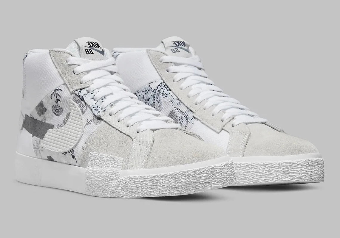 Nike SB Zoom Blazer Mid Premium Floral White Grey GlobalSneakers