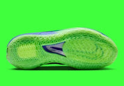 Sneaker Nike Air Zoom GT Cut Sprite bleu clair et vert électrique en mesh technique avec amorti Zoom Air et semelle performance basketball.