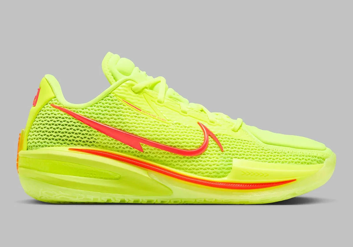 Chaussures de basketball Nike Air Zoom GT Cut EYBL Volt vert fluo en mesh technique avec double unité Zoom Air réactive