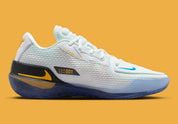 Chaussures de basketball Nike Air Zoom GT Cut blanches et bleues Photo Blue en mesh technique avec double unité Zoom Air réactive