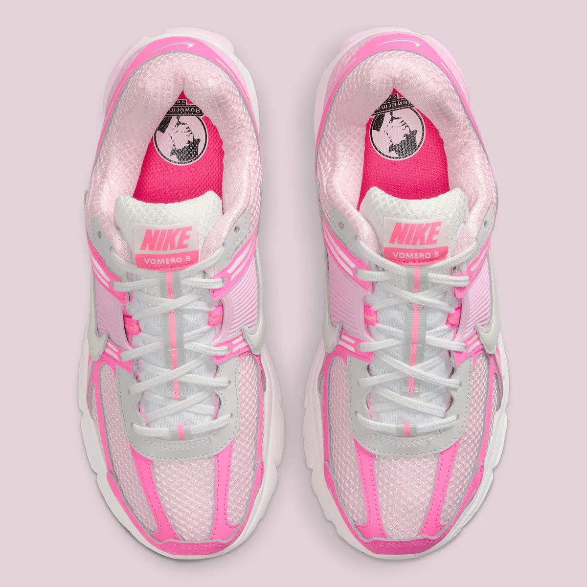chaussure running nike, vomero 5, rose, clair, confortable, vue de haut