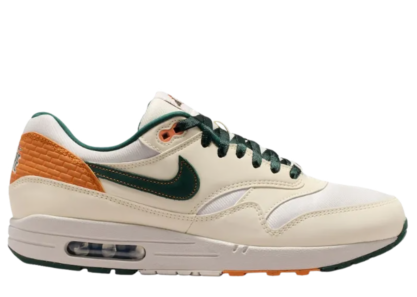 Nike Air Max 1 Baltimore Orioles City Connect 2026 avec tige en mesh respirant, empiècements en cuir et daim, unité Air Max visible et détails inspirés des Baltimore Orioles.
