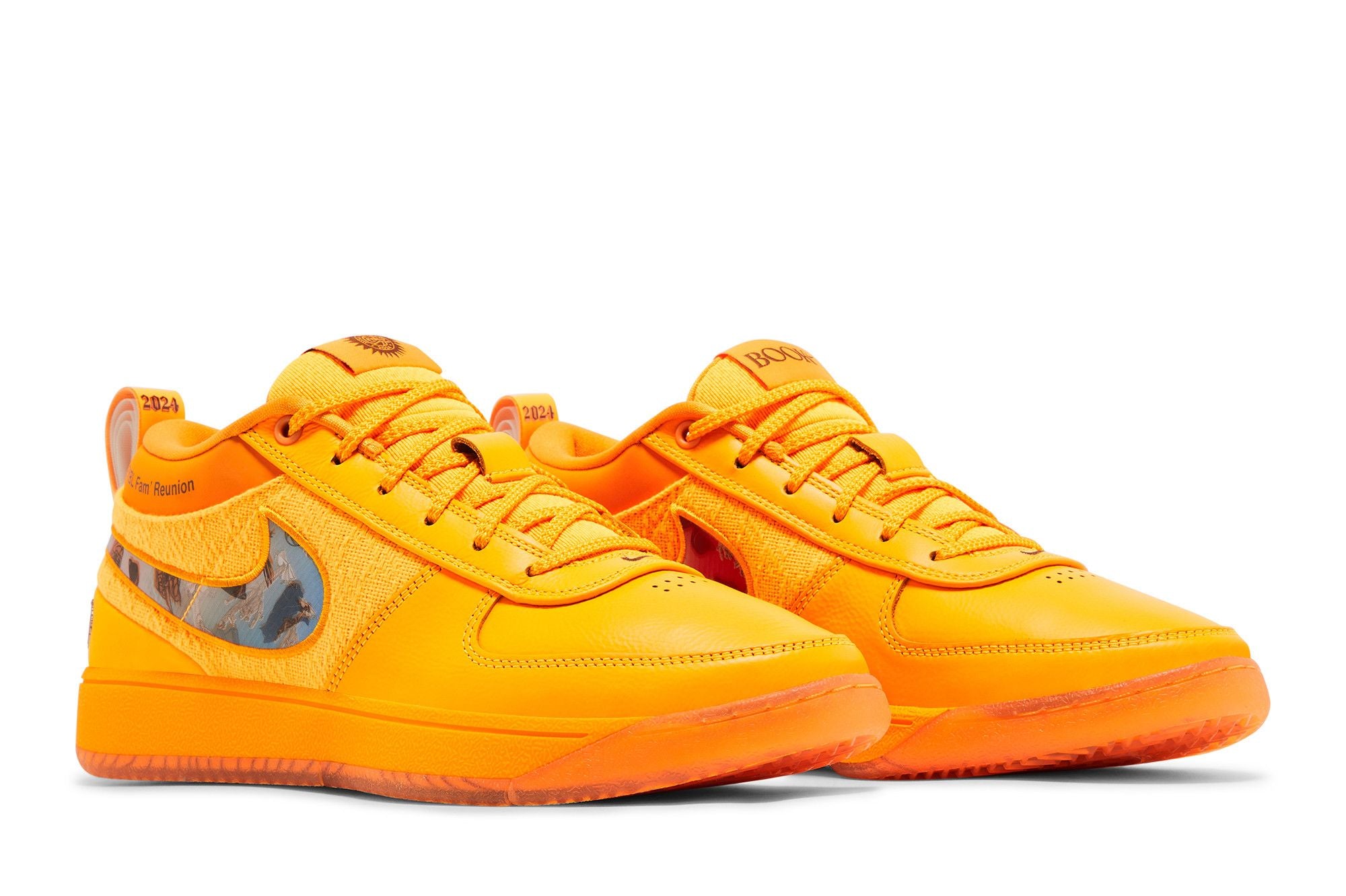 Nike Book 1 EYBL Nationals avec tige en textile respirant, détails exclusifs EYBL, amorti Air Zoom et semelle extérieure en caoutchouc pour le basketball vue de 3/4 face. 