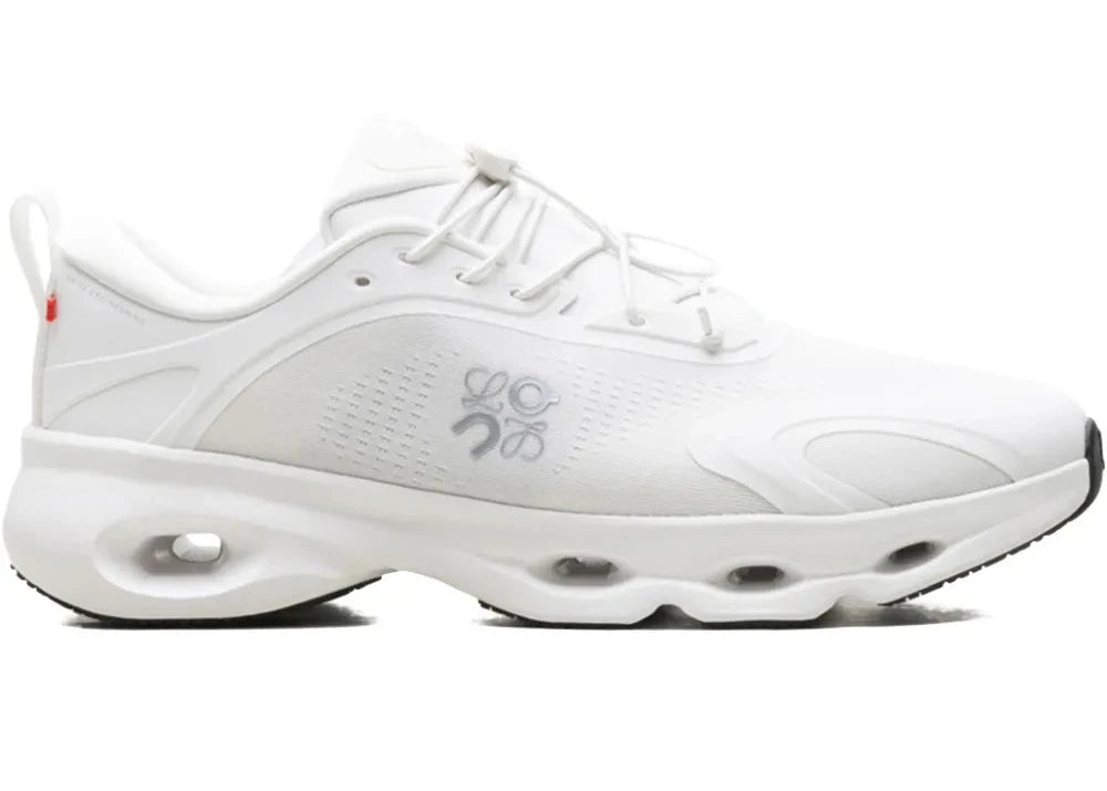 Sneakers On Running Cloudsolo LOEWE White Light Grey en matériaux techniques premium avec semelle CloudTec® et finitions luxe minimalistes vue de profil. 