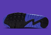 chaussure de rue air max 90 patta bleu , noir , gris , semelle confortable , vu du dessous